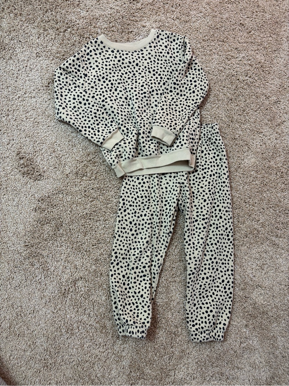 Cream and Black Spotted Kids Set